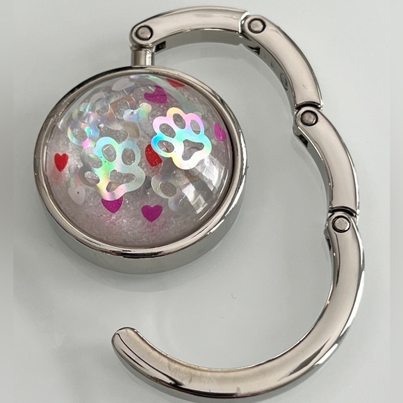 Foldable Bag Hook/Purse Hanger - Dog Mom - Handmade - Fits Most Tables - Picture 5 of 7